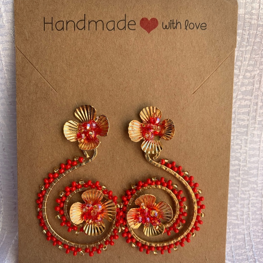 Red - Gray Earrings color available